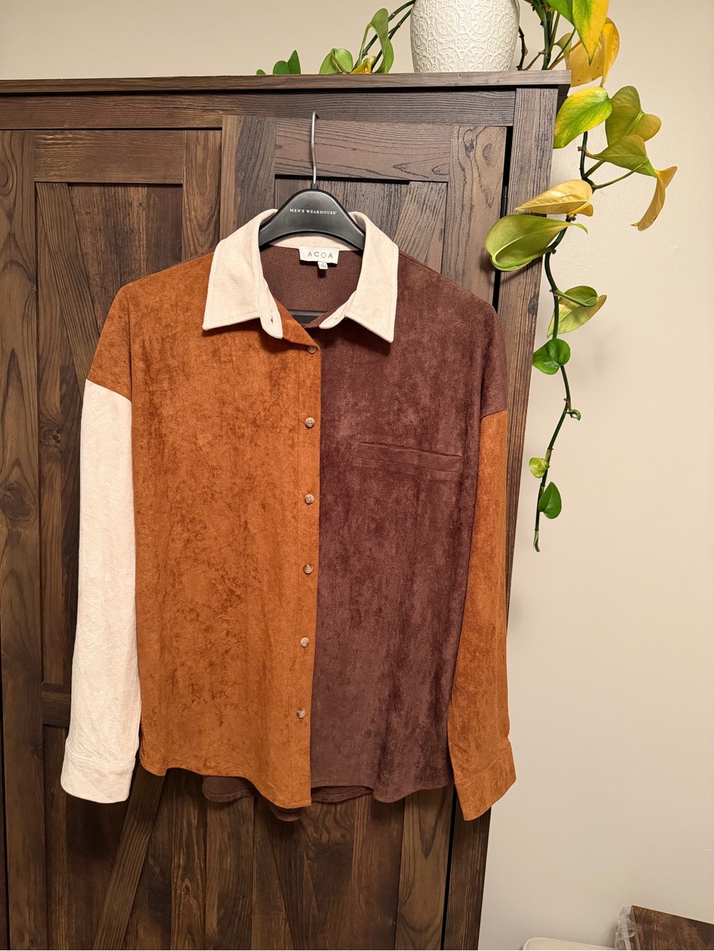ACOA Western Style Faux Suede Button Down